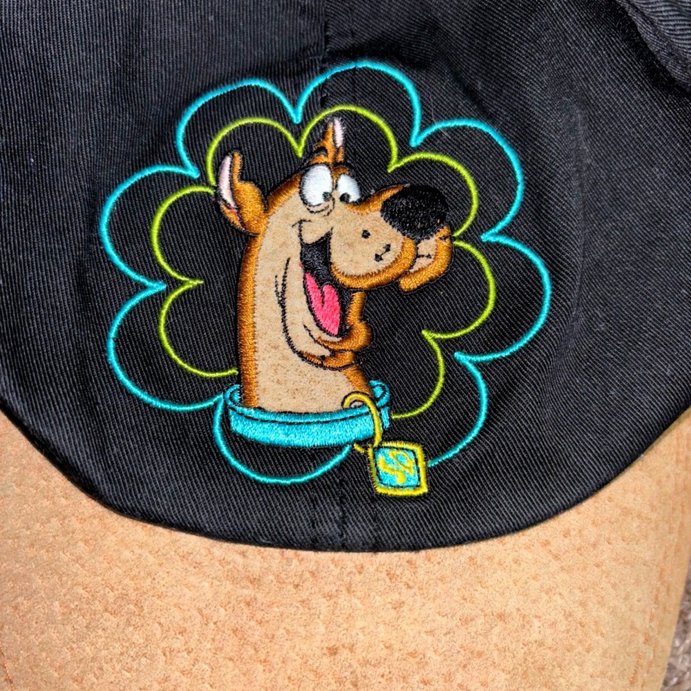 Scooby-Doo Cartoon Network Kids Baseball Hat Black Tan Faux Suede vintage 1998